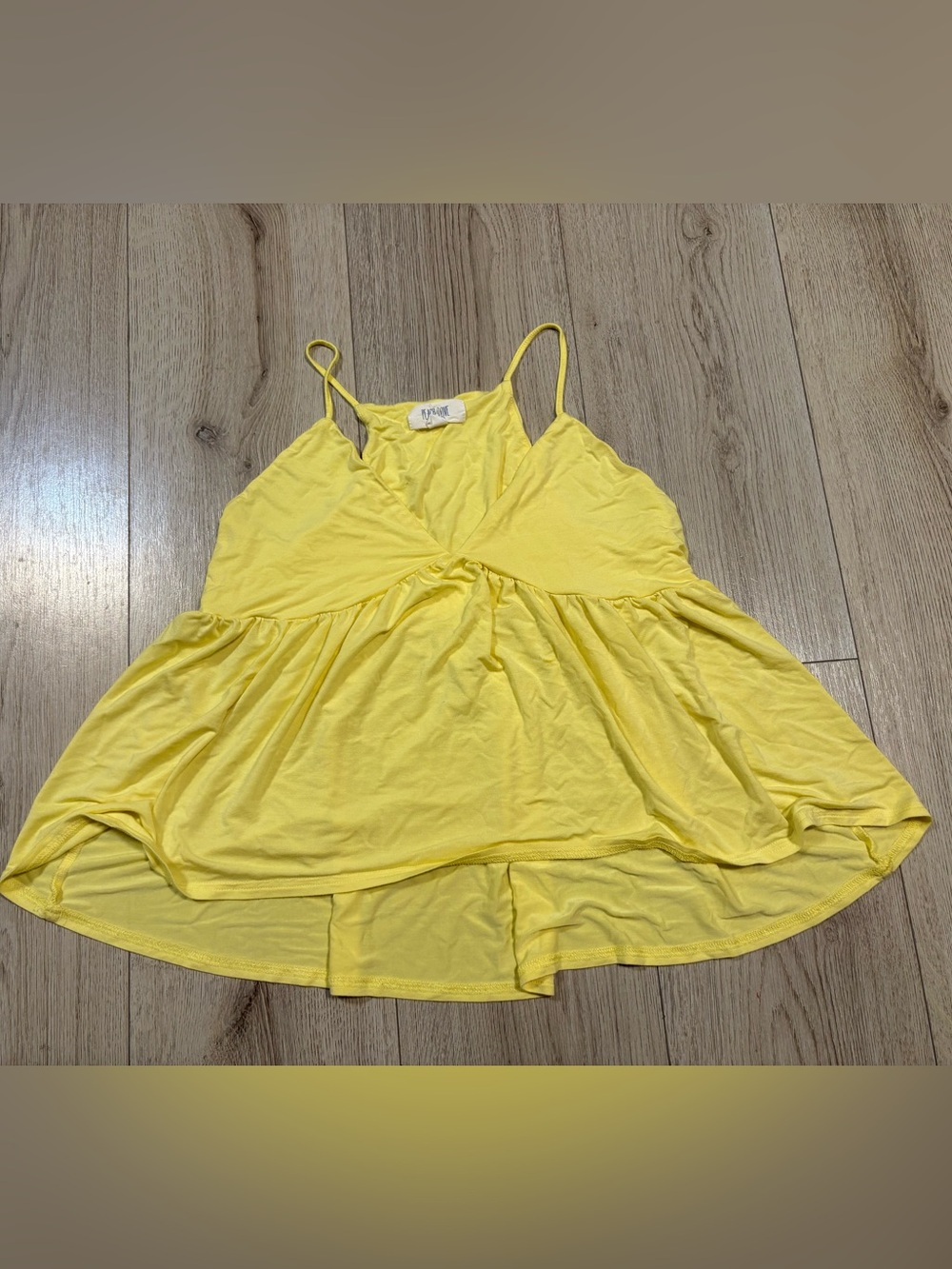 Peach Love California Yellow Spaghetti-Strap Cami Tank Size Large
